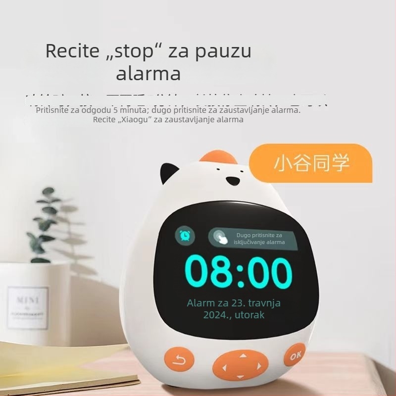AI pametni budilnik s upravljanjem vremenom, odbrojavanjem, planom učenja, glasovnom kontrolom i punjenjem — za učenike i djecu, novi model