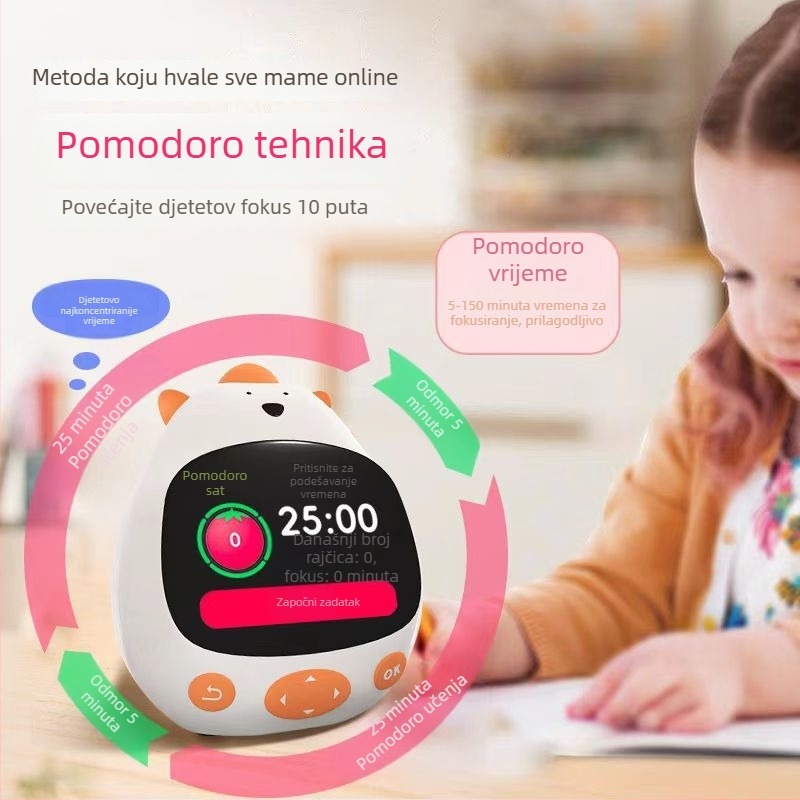 AI pametni budilnik s upravljanjem vremenom, odbrojavanjem, planom učenja, glasovnom kontrolom i punjenjem — za učenike i djecu, novi model