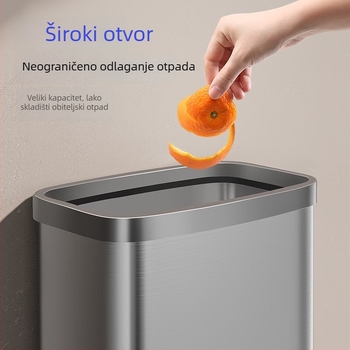 Mayflower otpadni koš od nehrđajućeg čelika sa tlakom prstenom, 13 L, dugački cilindrični oblik, kućna upotreba – dnevni boravak, kuhinja, kupaonica, spavaća soba, ured