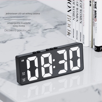 LED digitalni budilnik s prikazom temperature, glasovno upravljanje, kompaktni stolni sat