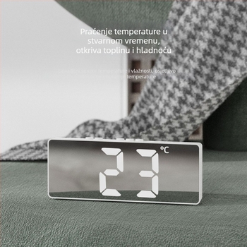 LED digitalni budilnik s prikazom temperature, glasovno upravljanje, kompaktni stolni sat