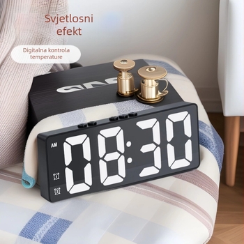 LED digitalni budilnik s prikazom temperature, glasovno upravljanje, kompaktni stolni sat