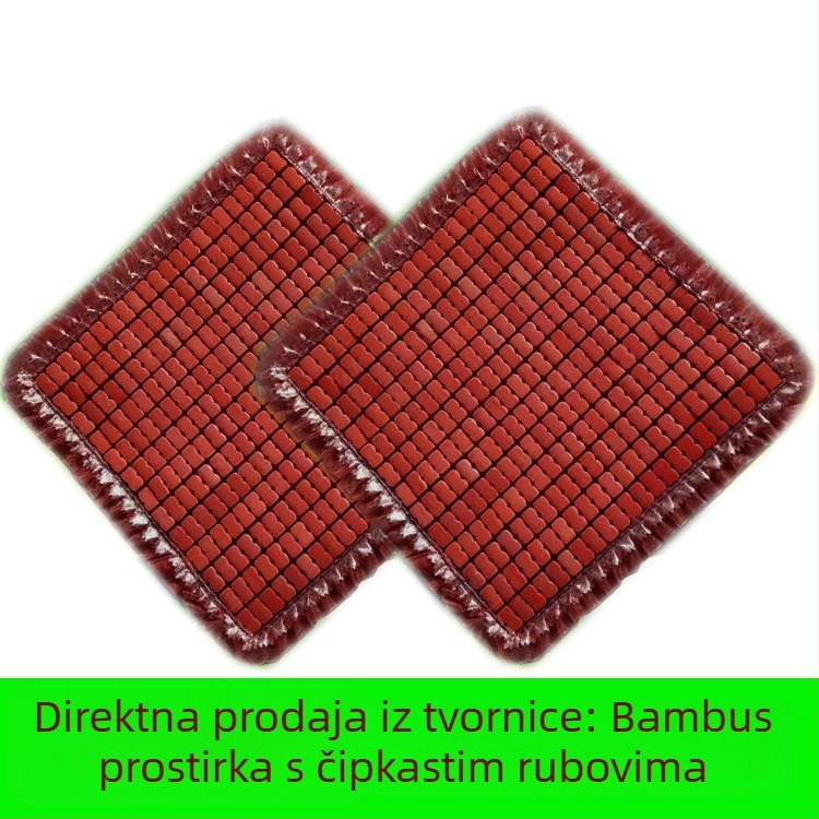 Bambusni jastuk za auto s čipkastim rubom, kvadratni, 46×46 cm