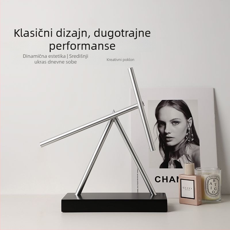 Kaotični pendulum: stolna dekoracija inspirirana vječnim pokretom, moderni minimalistički stil, luksuzan dar za ured