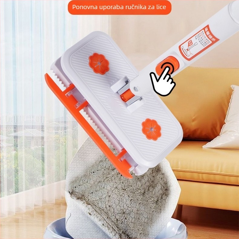 Bezruku, višenamjenski mop za lice s automatskim klipom za krpe – plochi kućni mop za čišćenje