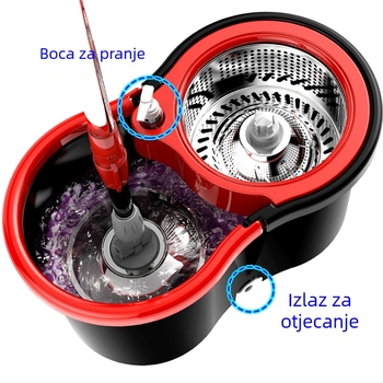 Okretni mop s ručkom za kućnu upotrebu, pranje bez ruku, automatsko iscijeđenje, kanta za mop - novi model