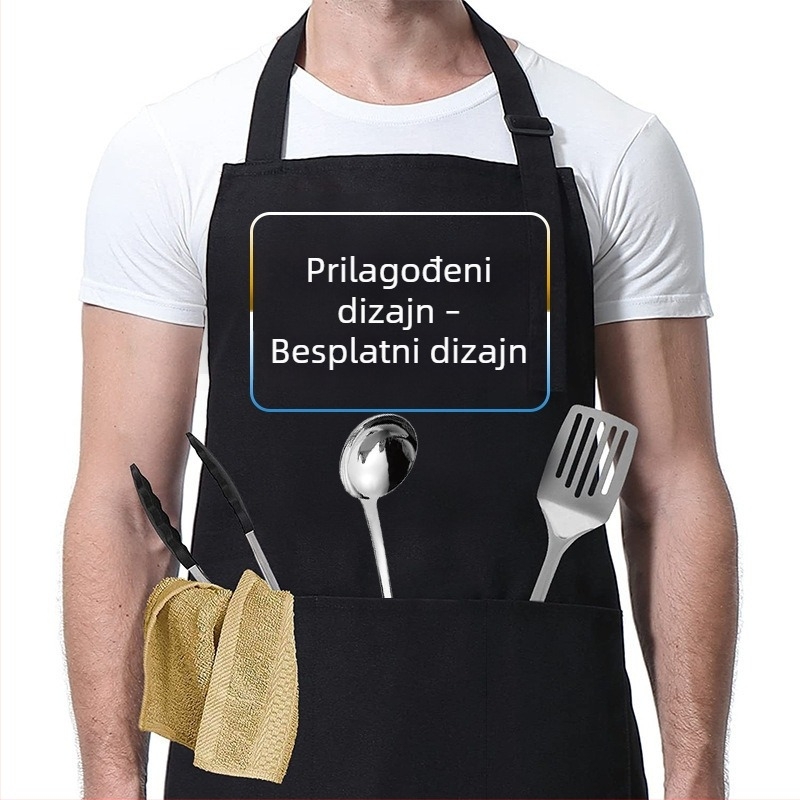 Prilagođena pregača s logom i tiskom, vodootporna pregača s vezivanjem oko vrata, za kućnu i kuhinjsku upotrebu