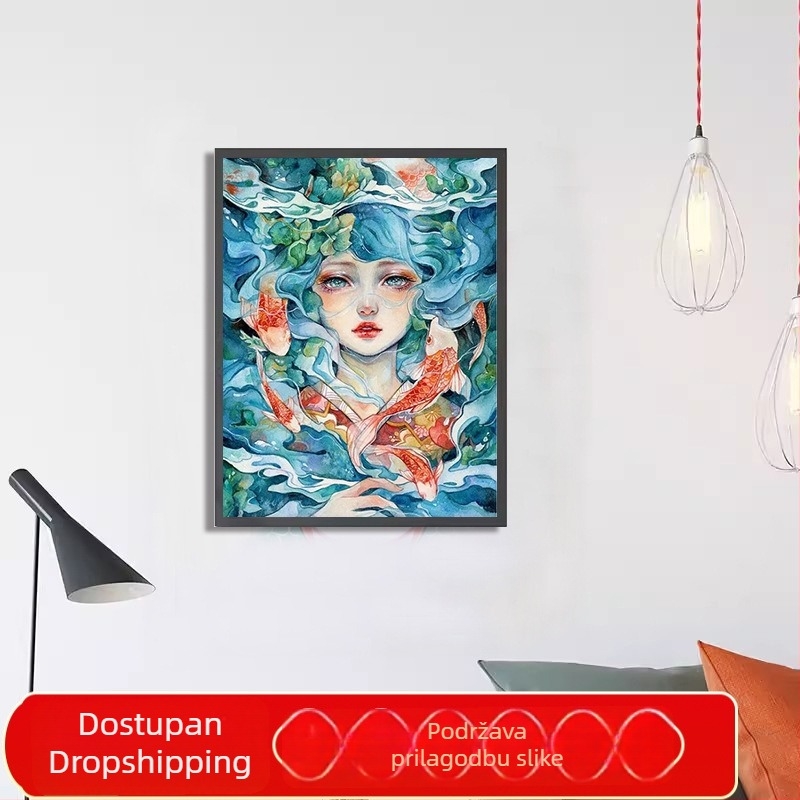 5D set dijamantne slike – portret djevojke u karikaturi, puni dijamanti, okrugli dijamanti, križni vez