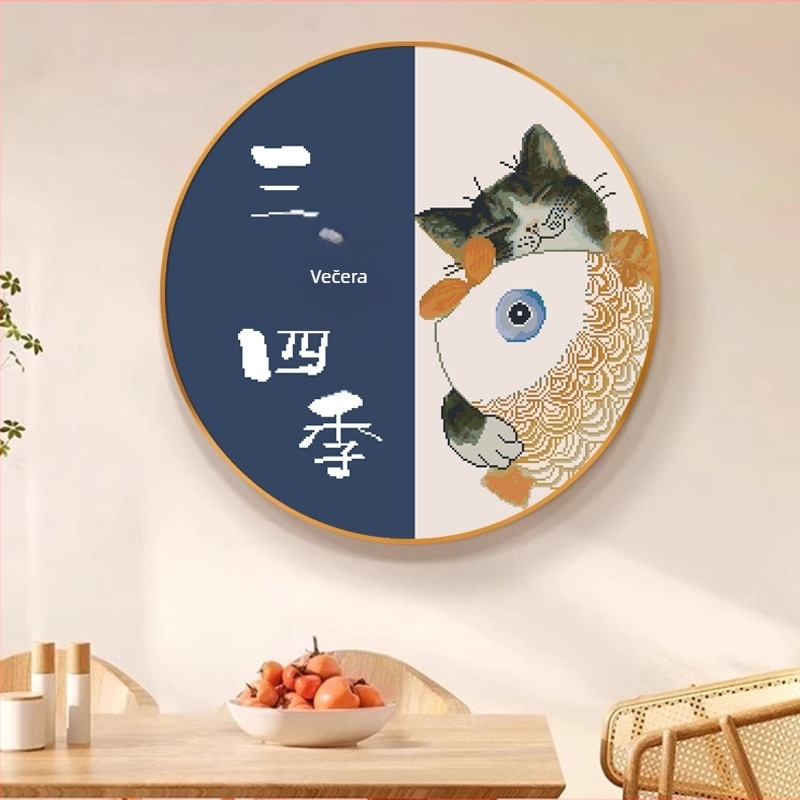 Set križnog veza za dnevni boravak i spavaću sobu – platno 11CT, poliester-pamušna vlakna, motiv crtani/anime, komplet za izradu veza, 2026 novi model, tema tri obroka i četiri godišnja doba