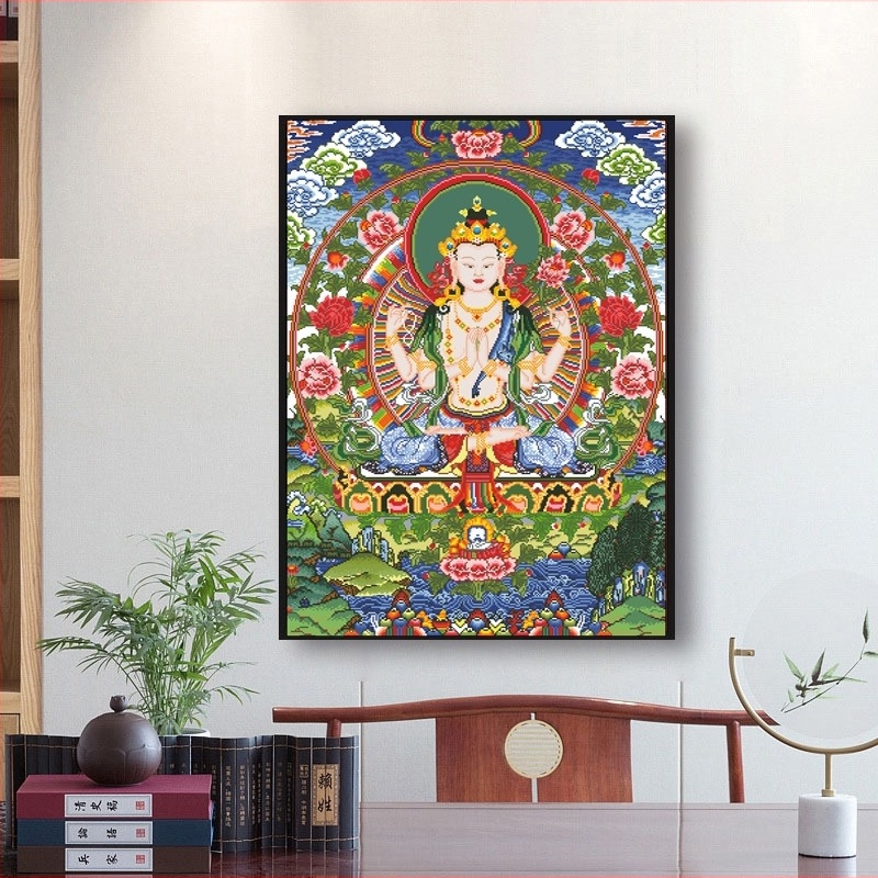 Set za križićno izšivanje: Guanyin Bodhisattva, platno 11CT, smjesa poliestera i pamuka, kineski stil uzorka, DIY izrada
