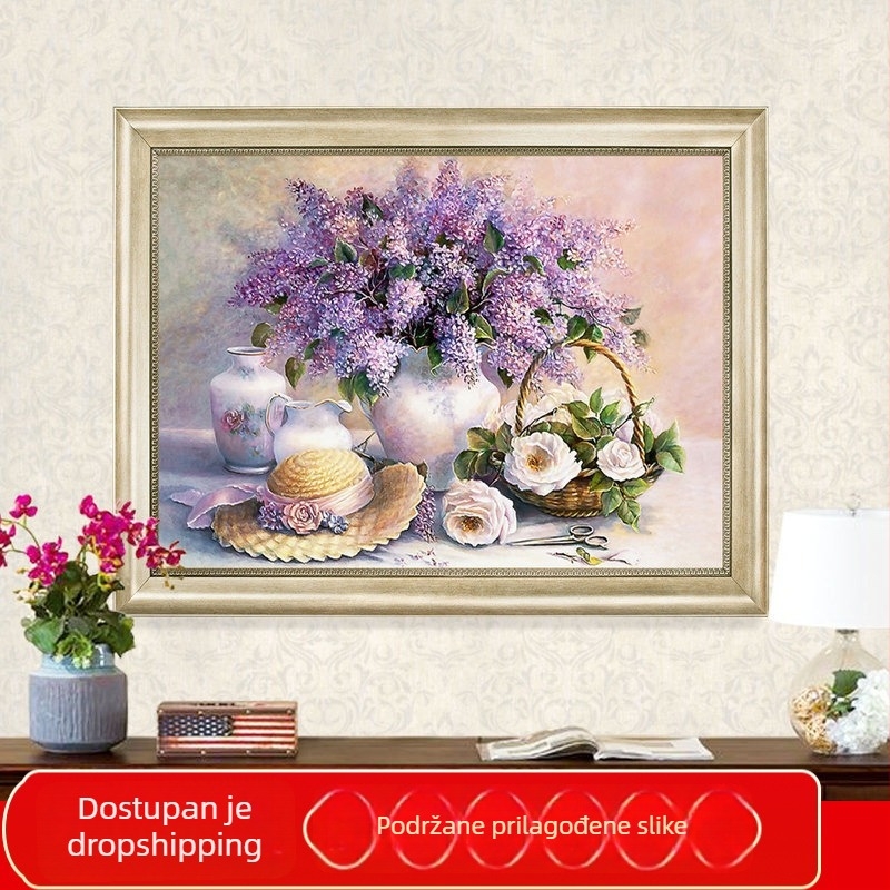 5D dijamantska slika s križnim vezom, puni dijamant, ljubičasta lavanda, mala veličina, za restoran i spavaću sobu