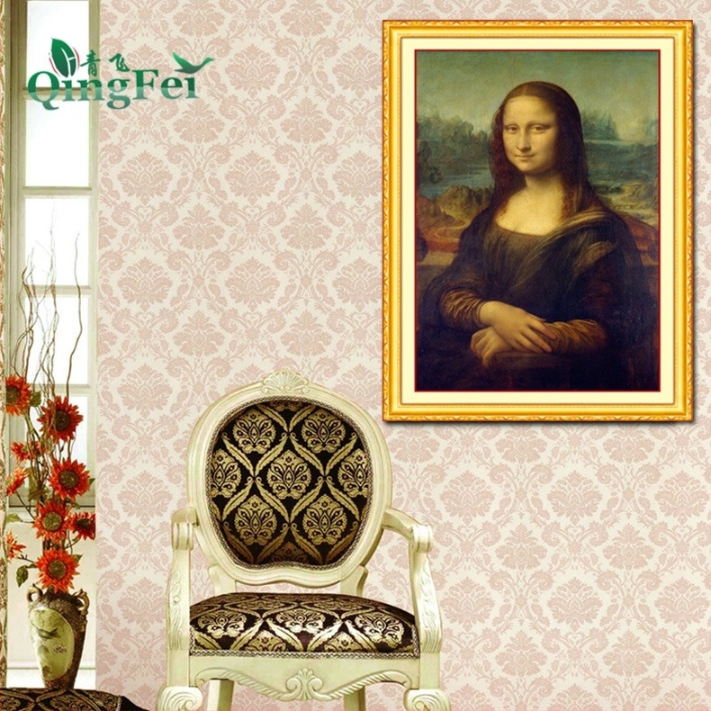 Qingfei Precizan Cross-Stitch Set: Osmijeh Mona Lise, poznato djelo u europskom stilu ulja, dijamantna slika