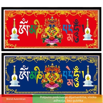 Šestznamenkova mantra 5D dijamantna slika s punim dijamantima, Srećnih osam blaga, Bijela kula, tibetanski thangka, dijamantno križno šivanje za dnevni boravak