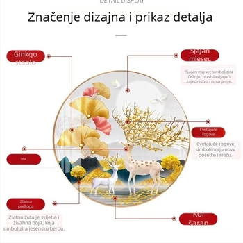 Uokvirena križna vezenja – jelen s listom ginka – dekor dnevnog boravka i predsoblja