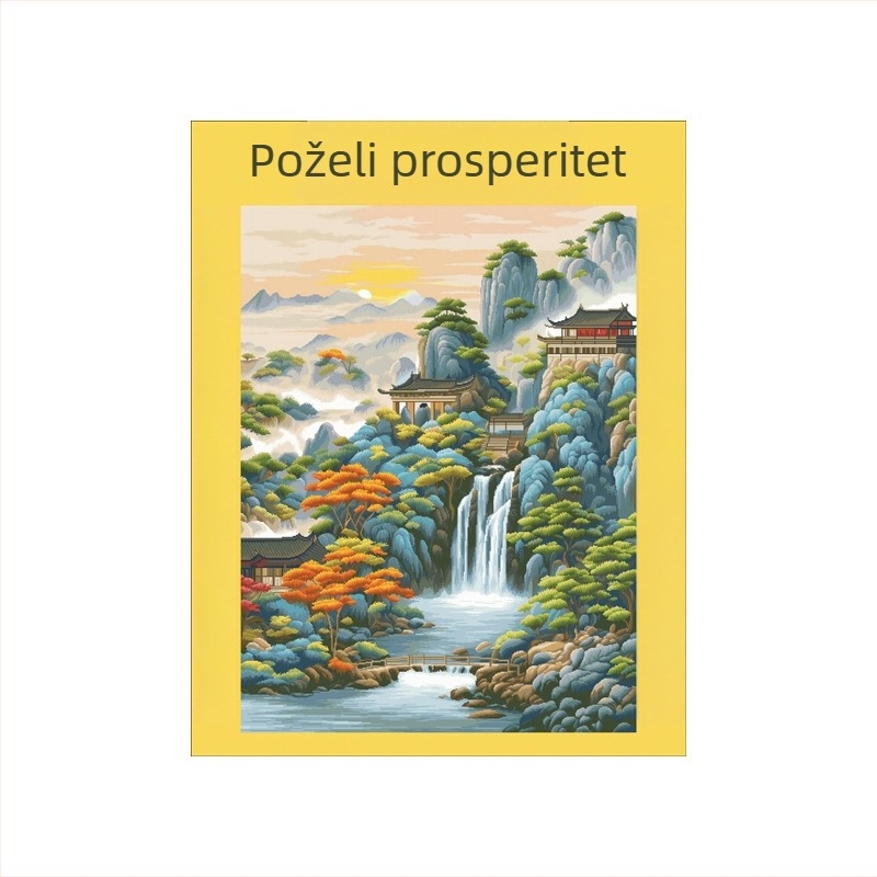 Set za križni bod za dnevni boravak, moderni minimalistički azijski stil, šivanje niti na platnu 11-count