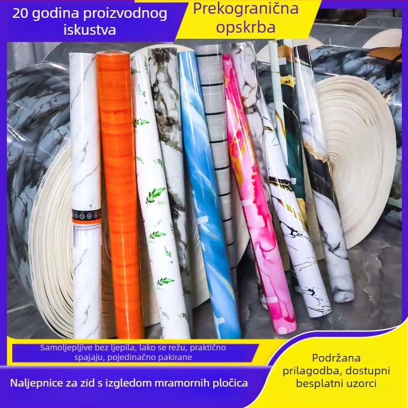 Set od četiri velike 3D naljepnice za zid s uzorkom mramora, samoljepljive dekoracije za dnevni boravak