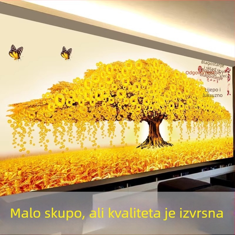 Set za križni šav: Drvo prosperiteta za dnevni boravak, platno 11CT bijela, novi kineski stil