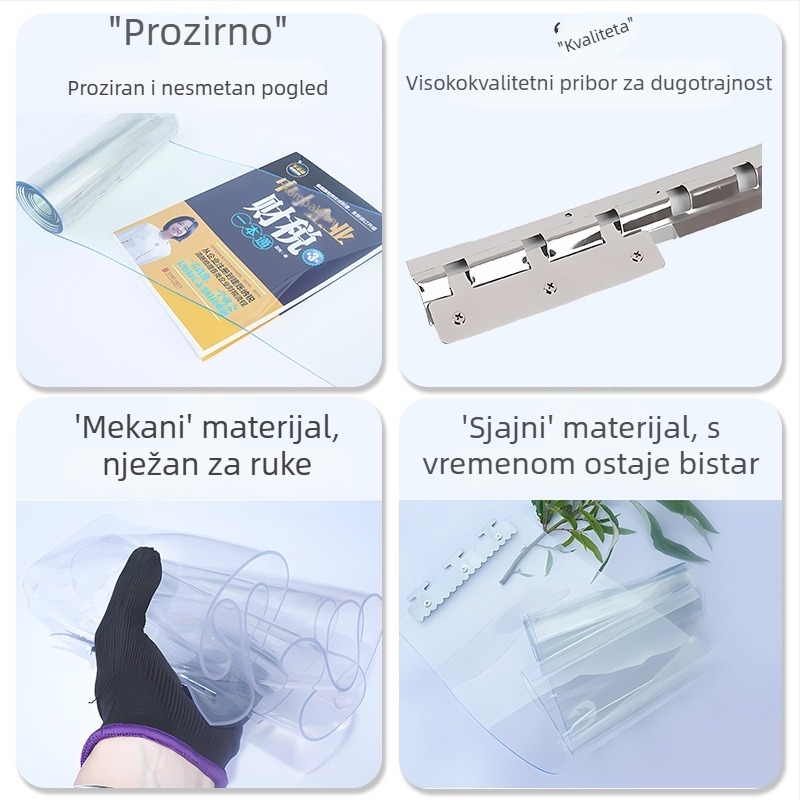 Prilagođena prozirna PVC zavjesa za vrata za sve sezone — otpornost na vjetar, pregradna zavjesa za klima, kućna i komercijalna upotreba