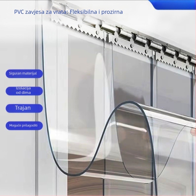 PVC zavjesa za vrata za komercijalnu upotrebu — prozirna meka barijera za klimatizaciju, debeli plast, otporna na prašinu i komarce