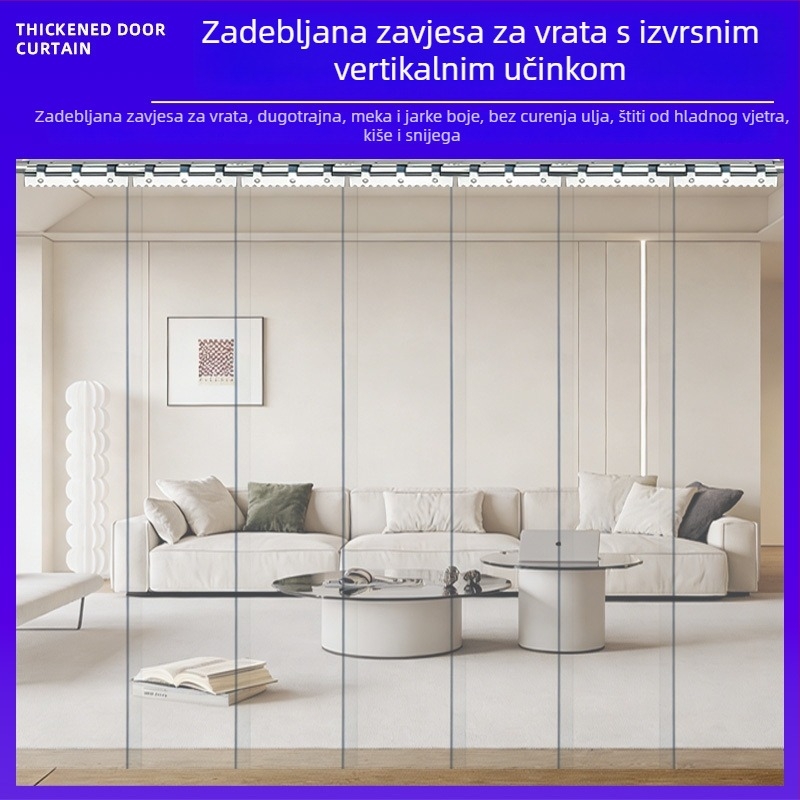 Prozirna PVC zavjesa za vrata, otporna na vjetar i toplinska izolacija, pogodna za sve sezone, prašinu sprječava, djeljiva zavjesa za dom i trgovinu
