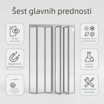 Prozirna PVC sklopa zavjesa za vrata za trgovine i supermarkete, otporna na vjetar i prašinu, za sve sezone, za skladišta i kućnu upotrebu