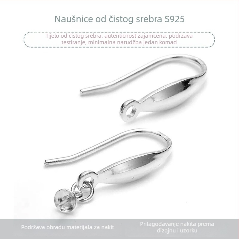925 srebrne naušnice s perlama – kuka za uho, dijelovi za DIY nakit