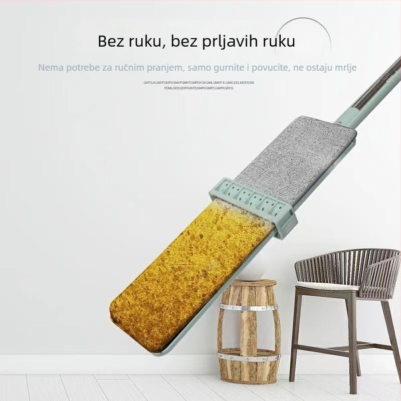 1,5 m veliki nehrđajući čelični ravni mop – bez ručnog pranja, kućni mop