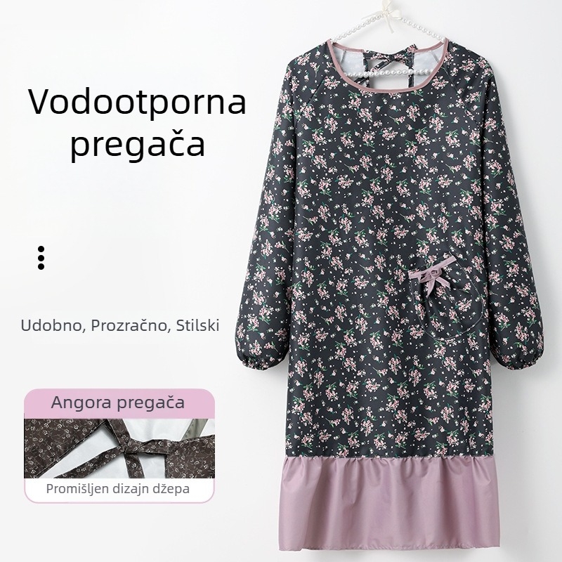 Debela vodootporna kuhinjska pregača za odrasle, otporna na ulje, s dugim rukavima