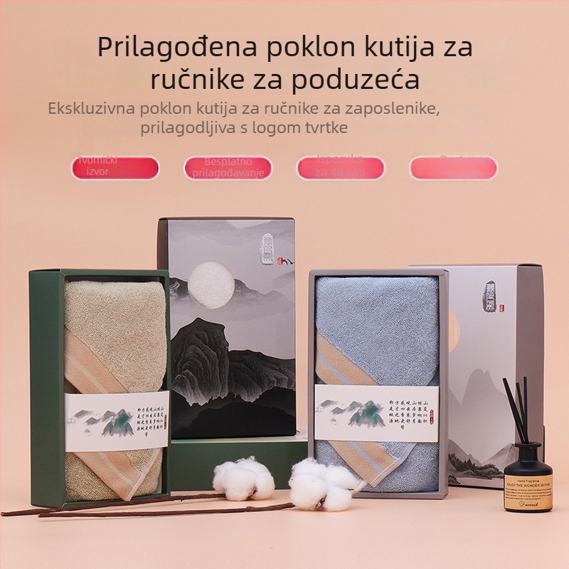 Kutija za poklon s ručnikom od 100% pamuka i ručnikom za kupanje – luksuzni darovni set s mogućnošću logotipa