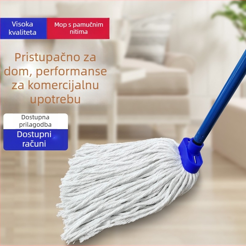 Mop s automatskim cijeđenjem, mokro–suho, pamuk, metalna šipka za kućno čišćenje