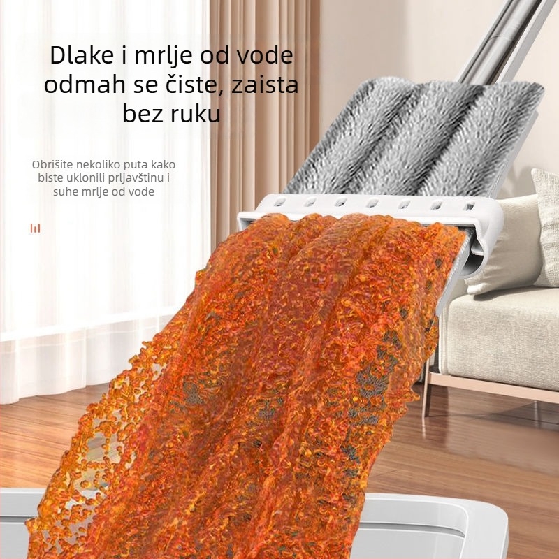 Ploški mop za kućnu upotrebu s mikrovlaknatom krpom, suho i mokro čišćenje, bez dodira