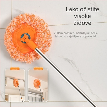 Teleskopiski mop s dizajnom suncokreta za čišćenje zidova i plafona – glava od pamuka, nehrđajući čelik štap
