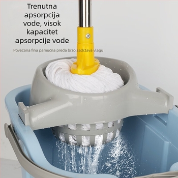Dvije sekcije od nehrđajućeg čelika, pamuk mop s okruglom glavom – za hotele, škole, supermarkete i upravljanje objektima