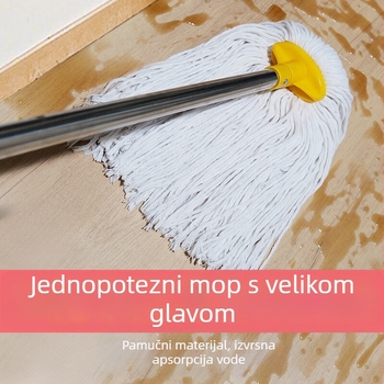 Dvije sekcije od nehrđajućeg čelika, pamuk mop s okruglom glavom – za hotele, škole, supermarkete i upravljanje objektima