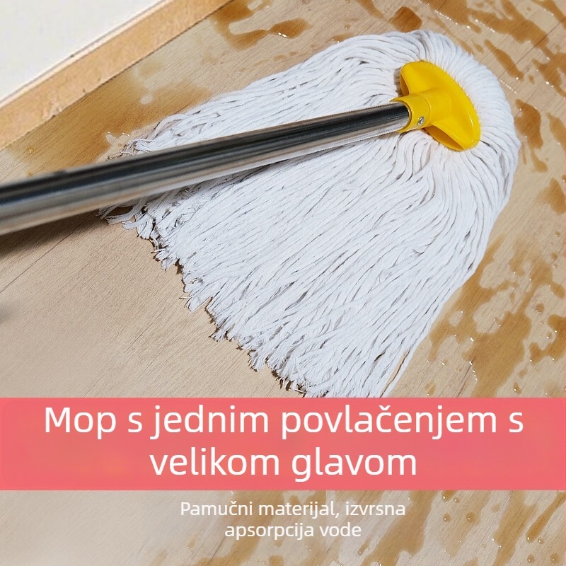Dvije sekcije od nehrđajućeg čelika, pamuk mop s okruglom glavom – za hotele, škole, supermarkete i upravljanje objektima