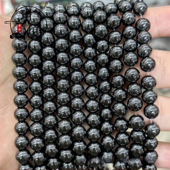 Crne hematitne perle, labave, okrugle, dijelovi za DIY nakit, veličine 2–20 mm