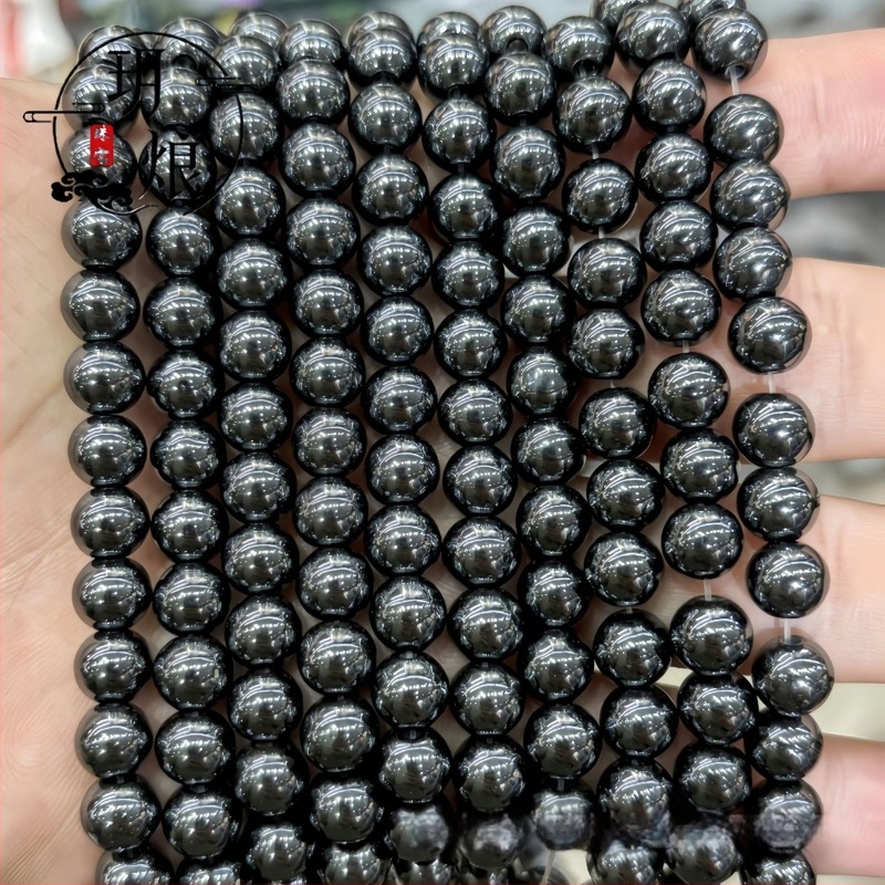 Crne hematitne perle, labave, okrugle, dijelovi za DIY nakit, veličine 2–20 mm