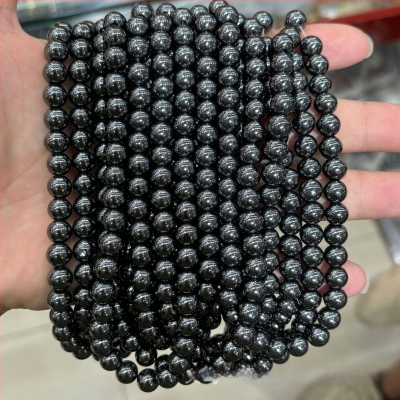 Crne hematitne perle, labave, okrugle, dijelovi za DIY nakit, veličine 2–20 mm