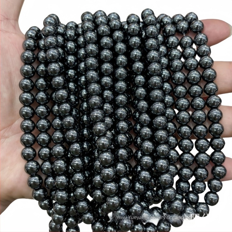Crne hematitne perle, labave, okrugle, dijelovi za DIY nakit, veličine 2–20 mm