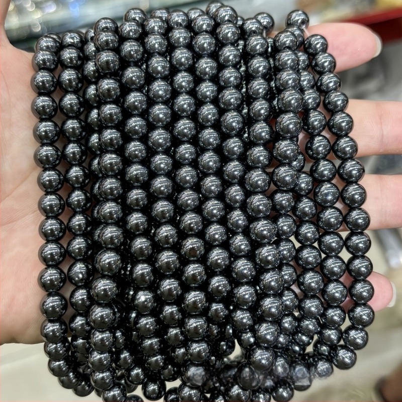 Crne hematitne perle, labave, okrugle, dijelovi za DIY nakit, veličine 2–20 mm
