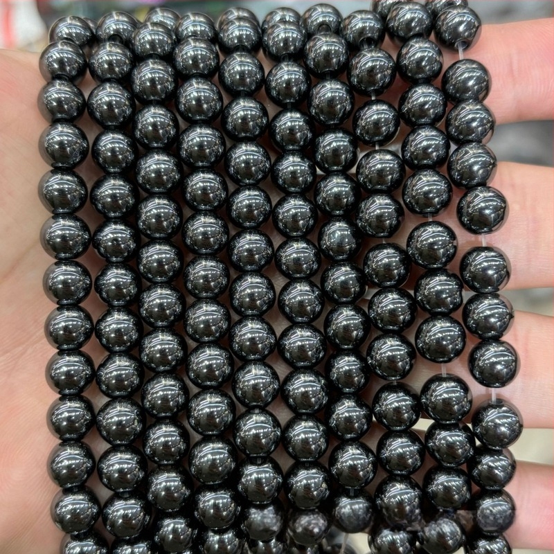 Crne hematitne perle, labave, okrugle, dijelovi za DIY nakit, veličine 2–20 mm