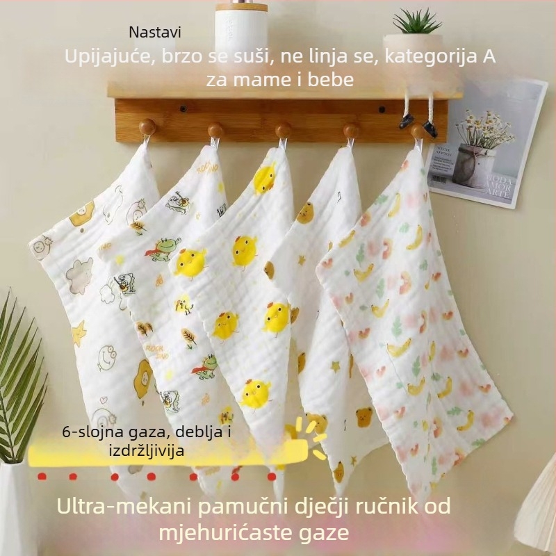 100% pamuk balon-gazasta ručnik za bebe i djecu, visoka gustoća za lice, upijajući, bez dlačica, s otiskom