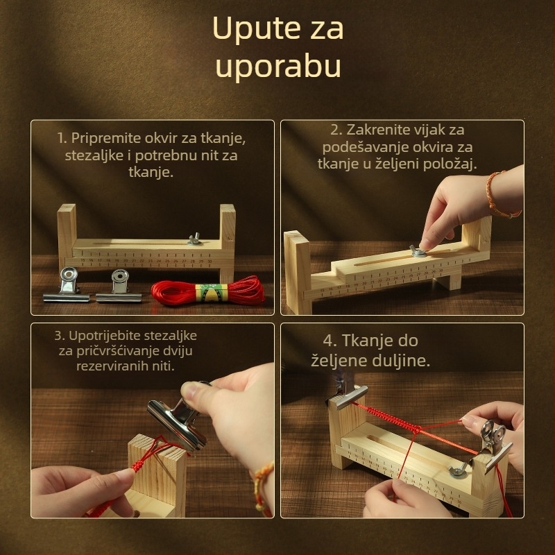 Drveni okvir za DIY nakit - alat za pletenje narukvica i šnura