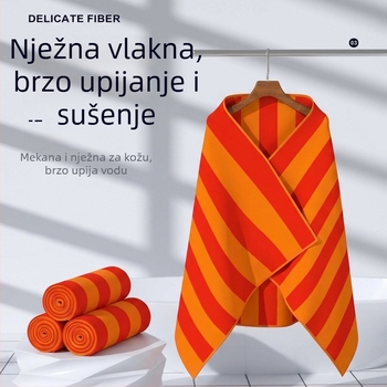 Prugasti ručnik za plažu od mikrovlakana, brzo suši i dobro upija vlagu