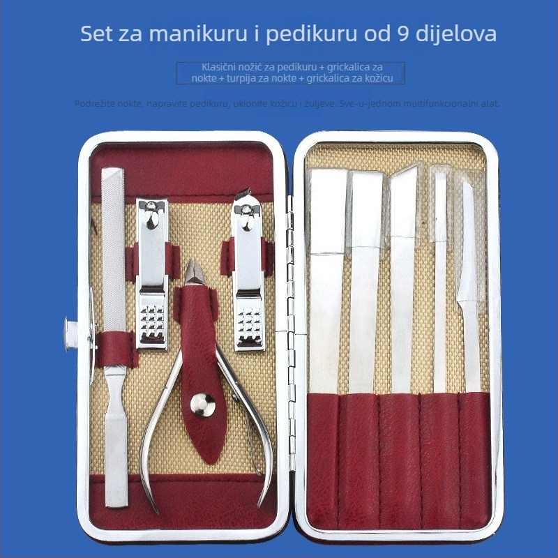 Set za njegu noktiju od nehrđajućeg čelika s noktiju škaricama, uklanjanjem mrtve kože, tretmanom kalusa i alatom za mikrodermoabraziju