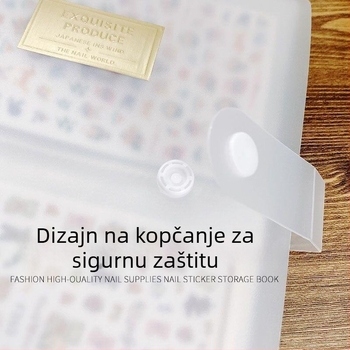 Album za pohranu naljepnica za nokte, veliki kapacitet, prašini otporan zatvarač kopčom, za alate i potrepštine za manikuru