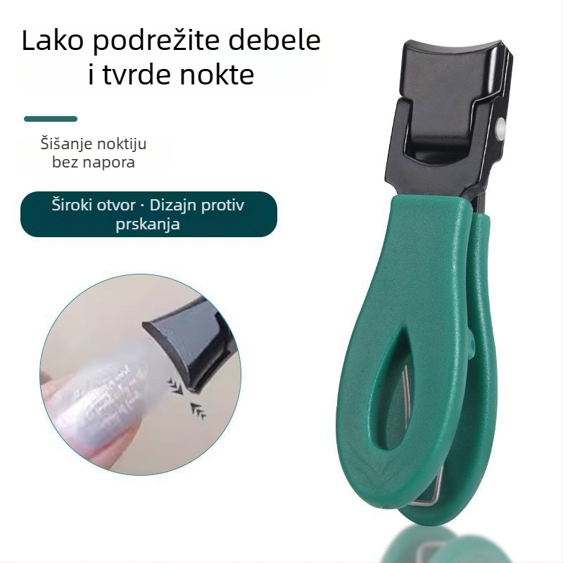 Veliki kliješt za nokte s dizajnom protiv prskanja, nagibnim otvorom i lakatnom spojećnicom za debele nokte; plitki otvor i kliješi za žljebove nokta