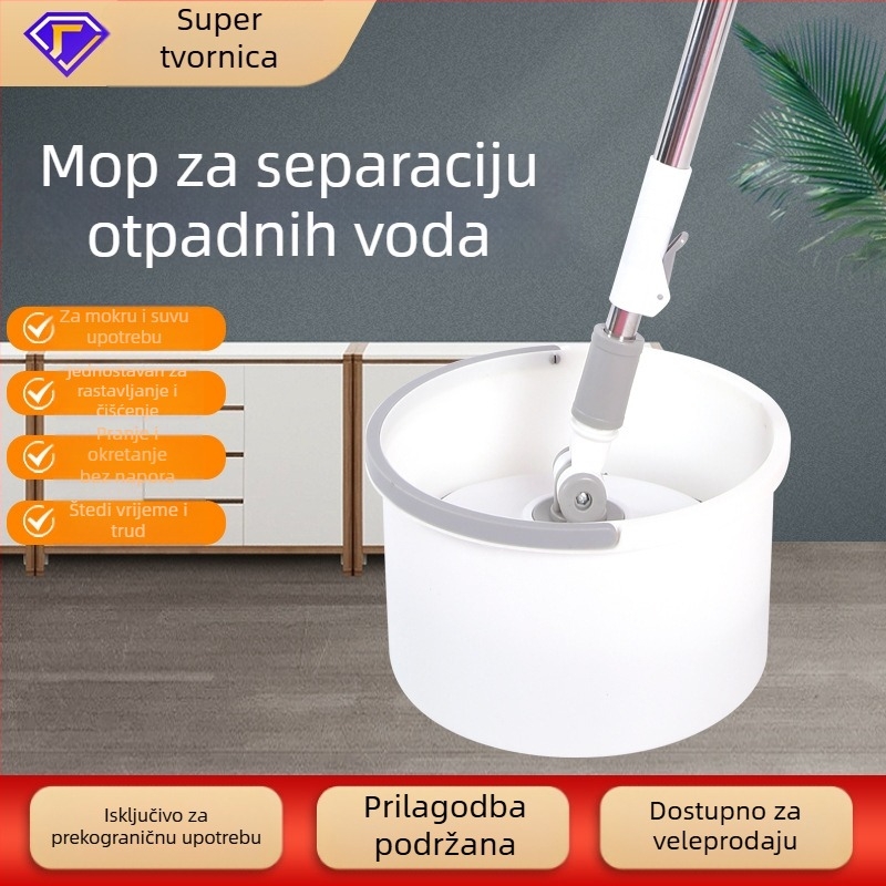 Mop s okretom i kantom, bez dodirivanja, mokro i suho korištenje, sustav odvajanja čiste i prljave vode