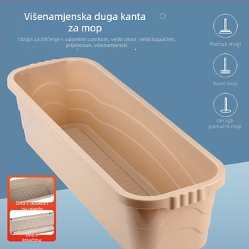 Prilagodljiva pomična kanta za mop s pločom za trenje, bez vode, pravokutno jednovanredno kantu, ploski mop bez korištenja ruku, alat za lijene