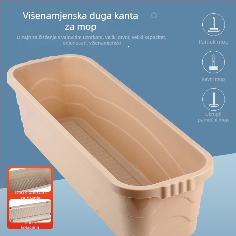 Prilagodljiva pomična kanta za mop s pločom za trenje, bez vode, pravokutno jednovanredno kantu, ploski mop bez korištenja ruku, alat za lijene